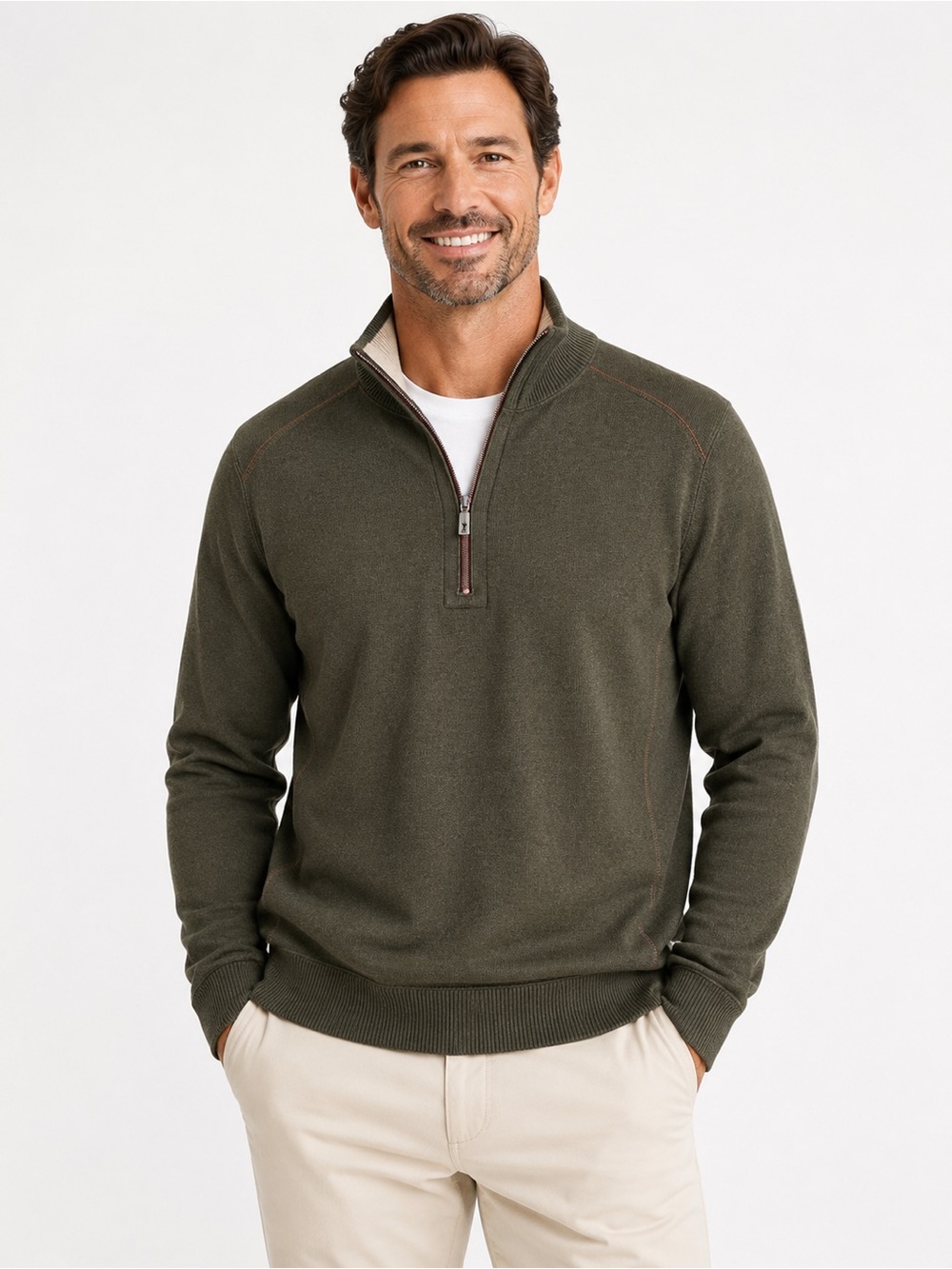 Tommy Bahama Reversible 1/4 Zip Sweater Mens Medium 100%‎ Cotton Pullover Resort